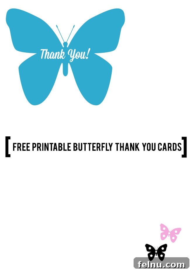 Butterfly Birthday Bash: Whimsical Celebrations 5 Butterfly Thank You Cards Free Printable
