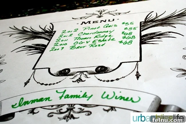 Inman Family Wines: A Sonoma Story 11 Wine Menu at Inman Family Wines, Sonoma, California