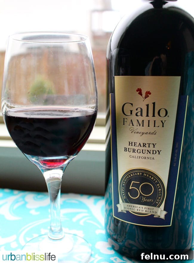 Irresistible Homemade Bacon Jam 3 Gallo Hearty Burgundy wine bottle