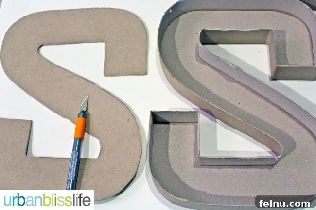 Simple DIY Illuminated Signage Guide 5 Paper mache letters with the front panels removed