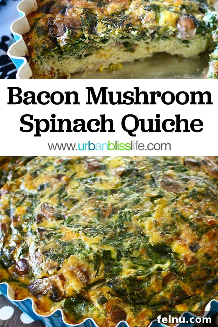 Bacon Mushroom Spinach Quiche