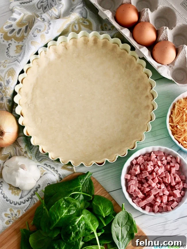 Ham Cheddar Spinach Quiche Ingredients