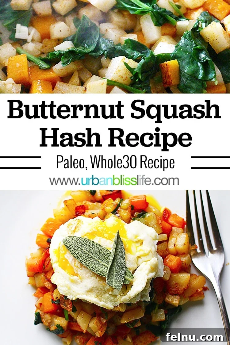Main image for a delicious butternut squash hash recipe, garnished with fresh herbs and ready to serve