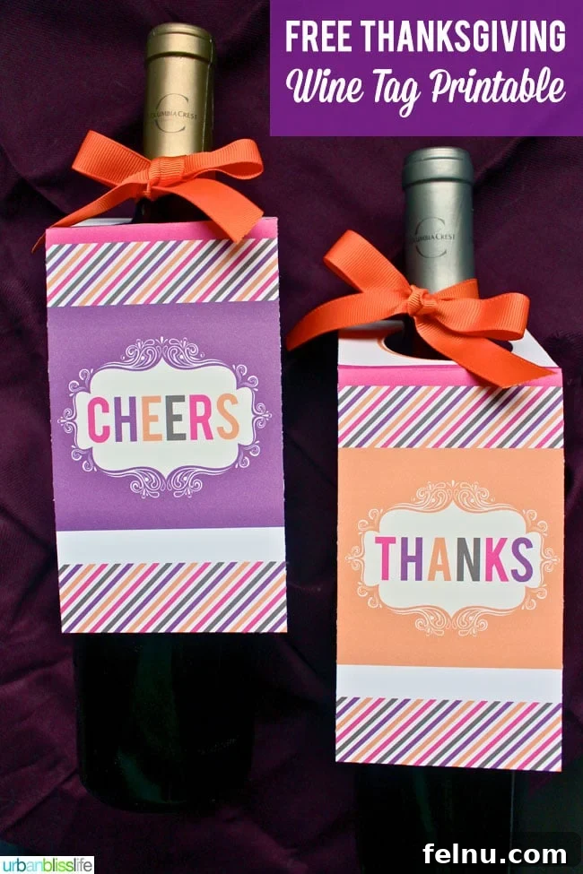 Festive Free Thanksgiving Printables 6 Thanksgiving Free Wine Tag Printable - Fall Colors