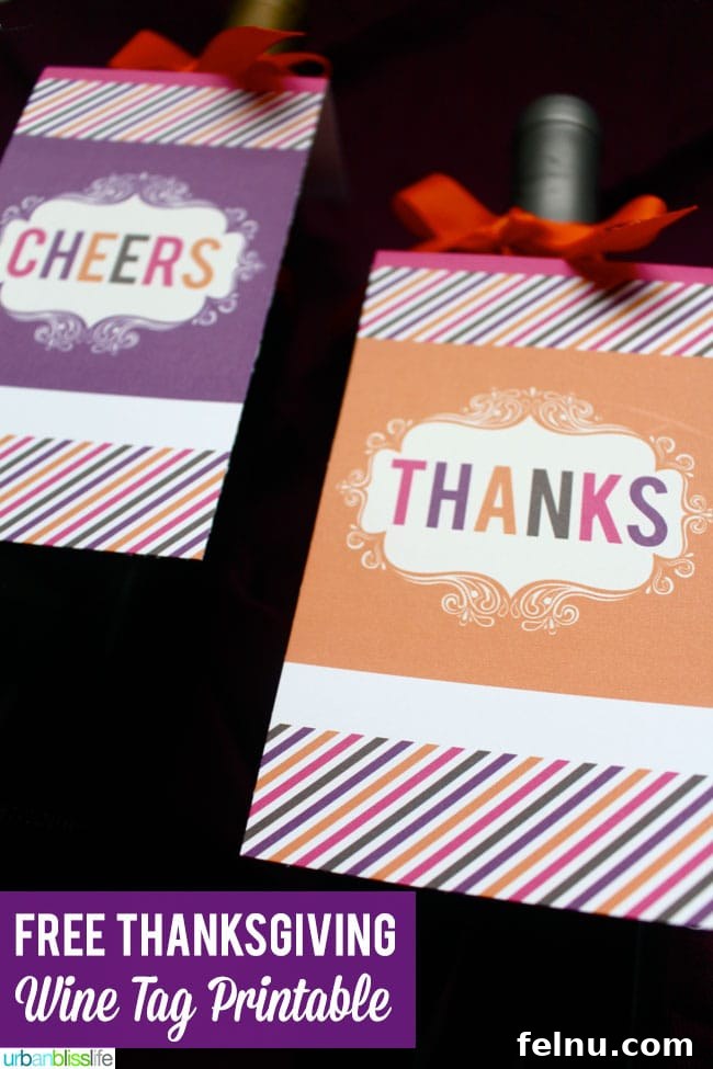 Festive Free Thanksgiving Printables 7 Thanksgiving Free Wine Tag Printable - Elegant Design