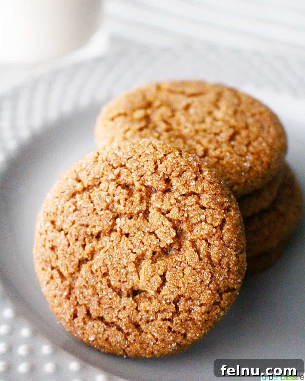 Chewy Ginger Molasses Cookies Gingersnap Delights: Soft & Chewy Molasses Cookies 11 Chewy molasses cookies stacked, served with a glass of milk