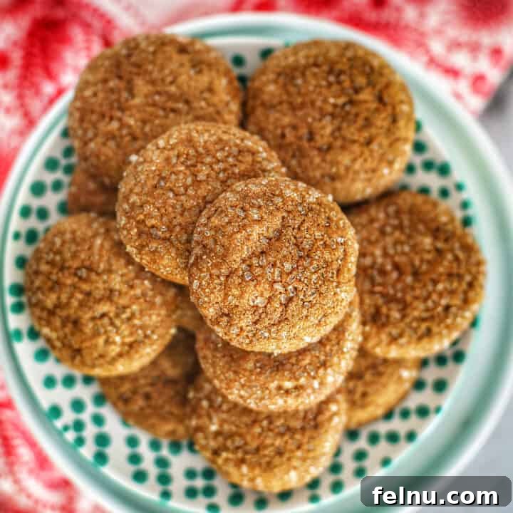 Chewy Ginger Molasses Cookies Gingersnap Delights: Soft & Chewy Molasses Cookies 13 Soft ginger molasses cookies on a patterned plate