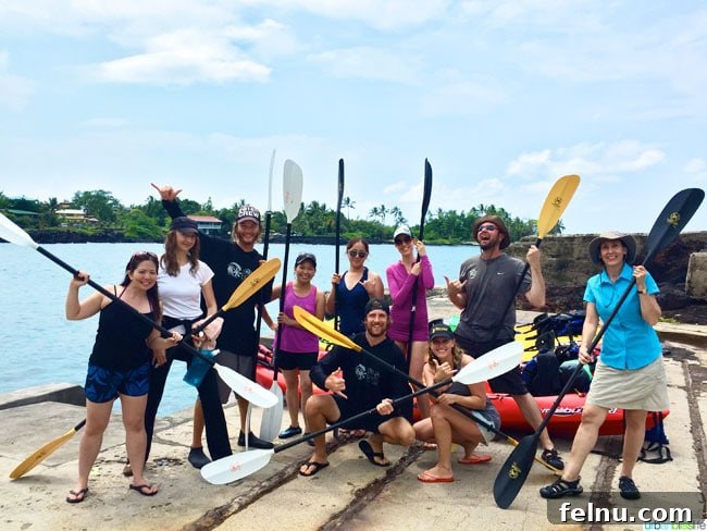 Big Island Adventures: Exploring Hawaii's Diverse Activities 9 Group photo before kayaking and snorkeling on the Big Island