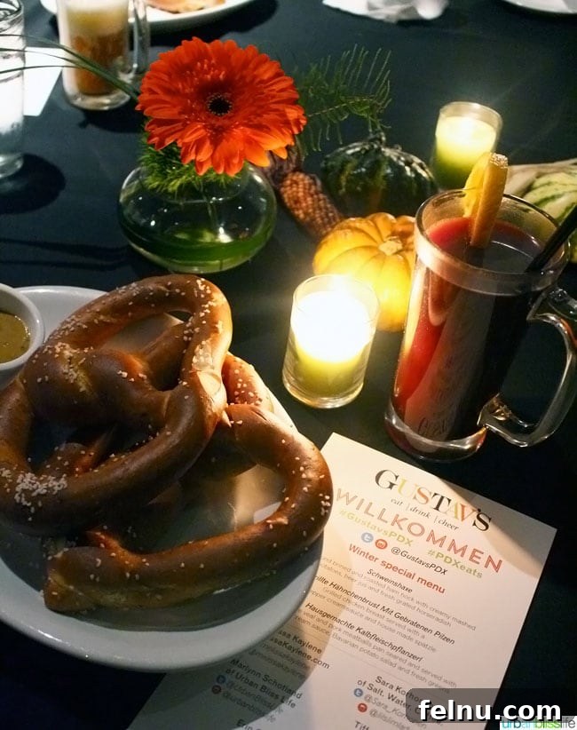 Gustavs House 2 Gustav's iconic Bavarian pretzel, a must-try appetizer at their Portland Oregon restaurant