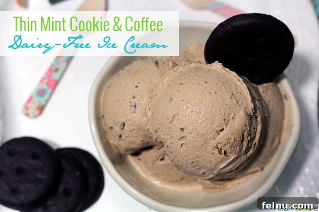 Dairy-Free Thin Mint Coffee Ice Cream Dream 2 Dairy Free Coffee Ice Cream with Thin Mint Cookies on UrbanBlissLife.com