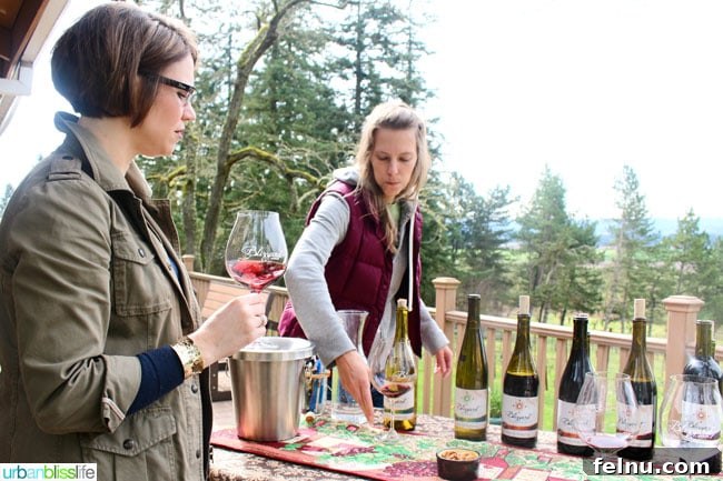 Carrie Wynkoop with Blizzard Wines owner Dana Blizzard at a wine tasting