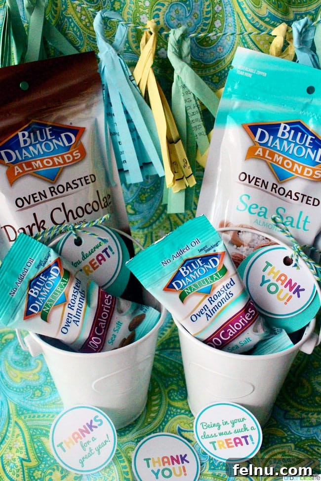 Grateful Greetings: Printable Teacher Appreciation 3 Blue Diamond AlmondDark Chocolate and Sea Salt Almonds