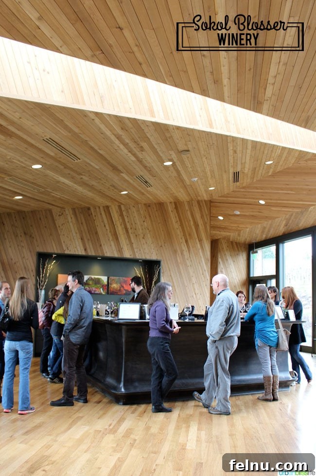 Sip, Savor, & Celebrate: Your 5-Stop Oregon Wine Country Girls' Weekend 4 Oregon wine country: Sokol Blosser Winery tasting room interior, showcasing modern design
