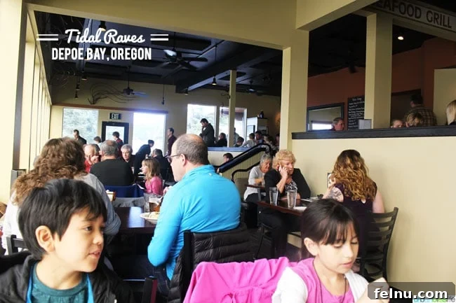 Tidal Raves Depoe Bay Oregon Oceanfront Dining 8 Interior of Tidal Raves restaurant on the Oregon Coast, casual yet sophisticated.