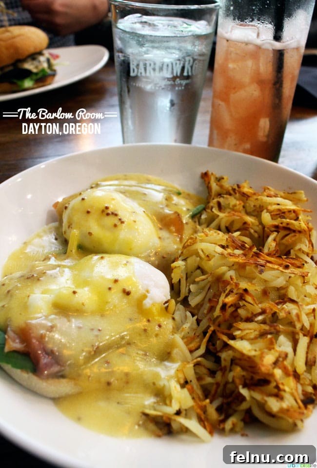 Dayton Oregon's Distinctive Barlow Room 4 The Barlow Room restaurant's delectable Smoked Salmon Benedict, Dayton, Oregon