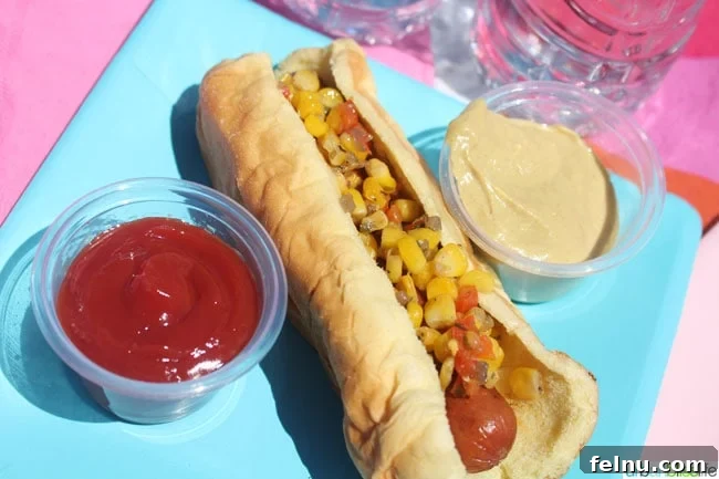 hot dog with corn relish