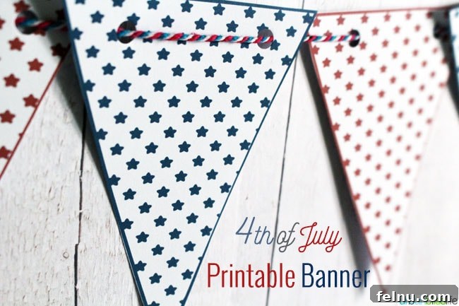DIY Fourth of July Banner Free Printable 4 4th of July Printable Banner on UrbanBlissLife.com