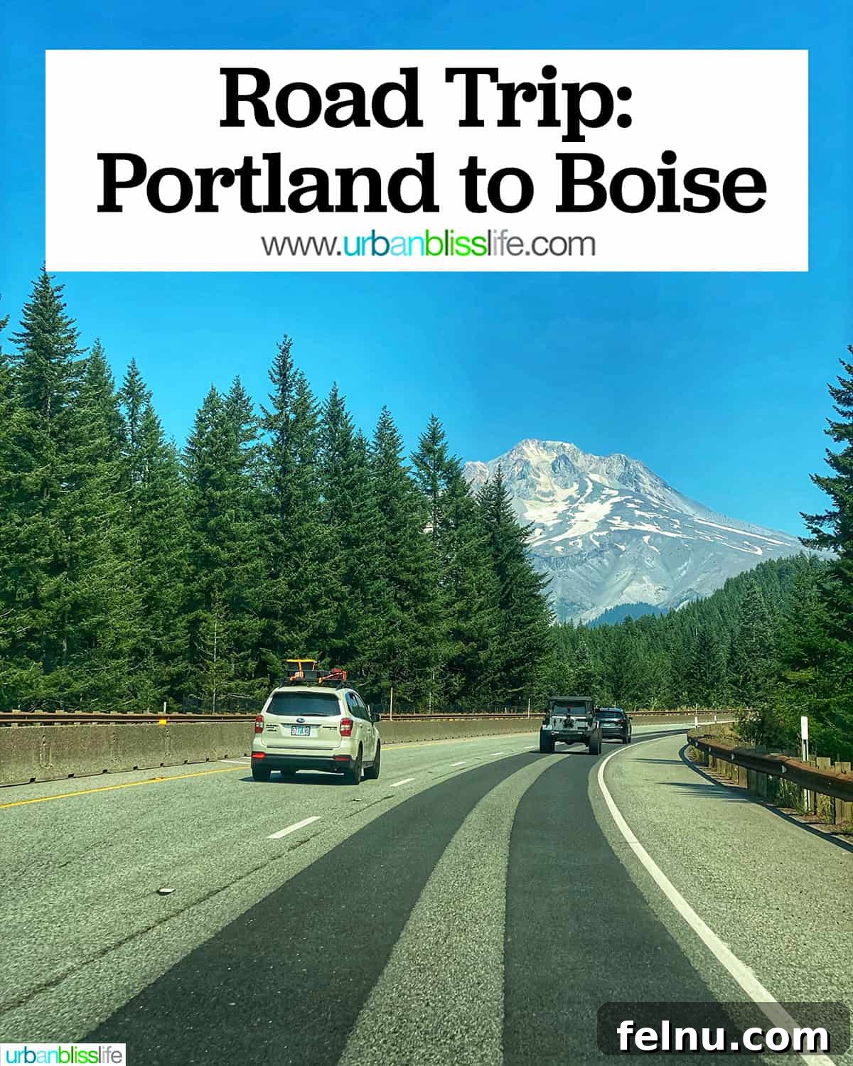 Rose City to Gem State A Northwest Drive 2 A scenic highway winding towards majestic Mount Hood, inviting travelers to embark on a Pacific Northwest road trip adventure.