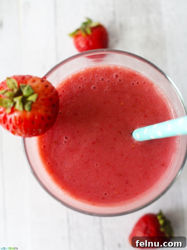 End-of-Summer Strawberry Bliss Smoothie 5 Close-up of Strawberry Smoothie