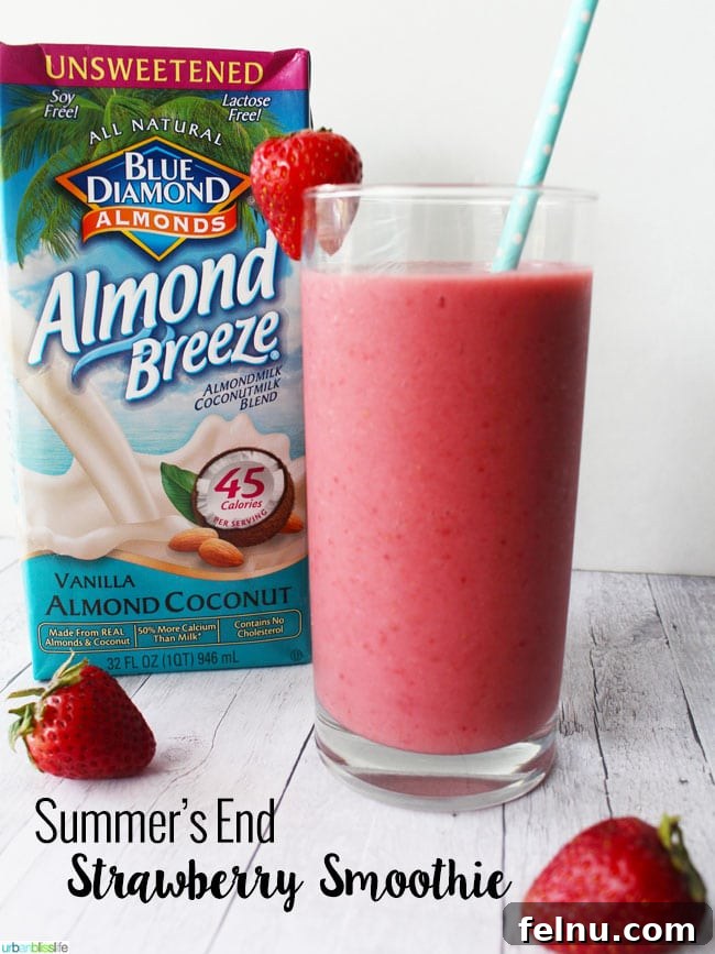 End-of-Summer Strawberry Bliss Smoothie 6 Strawberry Smoothie with Almond Milk