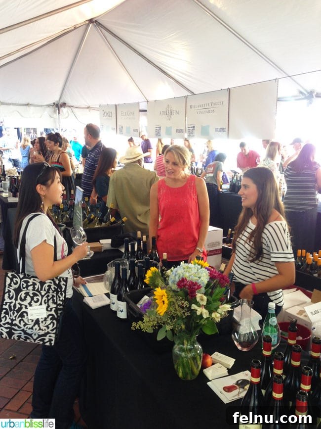 Wine tasting tables at Feast Portland Brunch Village
