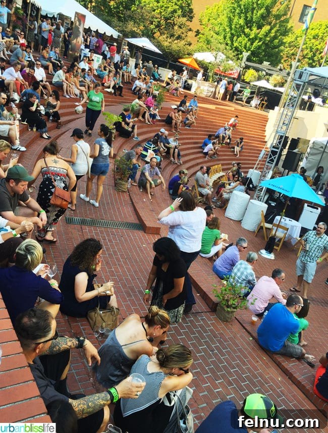 Pioneer Courthouse Square bustling with Feast Portland attendees