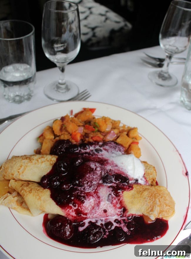 Apple Crepes on the Mount Hood Railroad Champagne Brunch Train