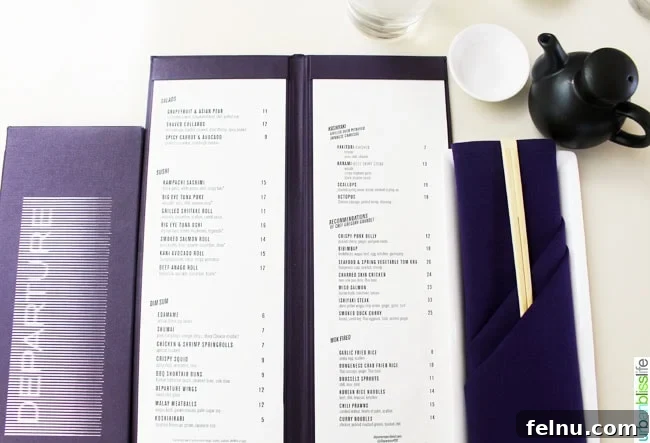 Departure Restaurant Portland menu