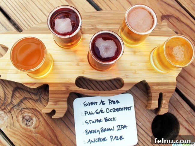 Portland's Must-Try BBQ: Pine Shed Ribs 4 Craft beer sampler at Pine Shed Ribs, perfect pairing for BBQ in Portland