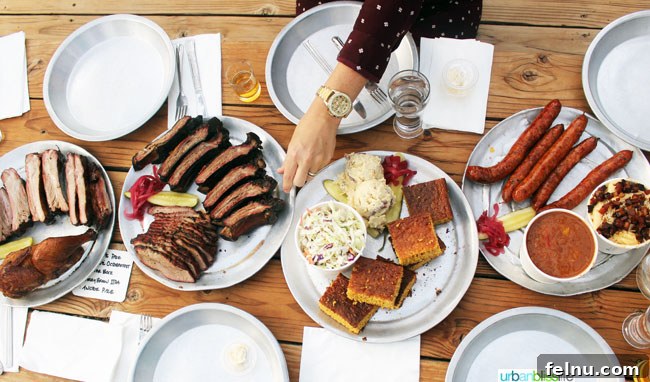 Portland's Must-Try BBQ: Pine Shed Ribs 5 Abundant BBQ platter at Pine Shed Ribs, showcasing various smoked meats and sides