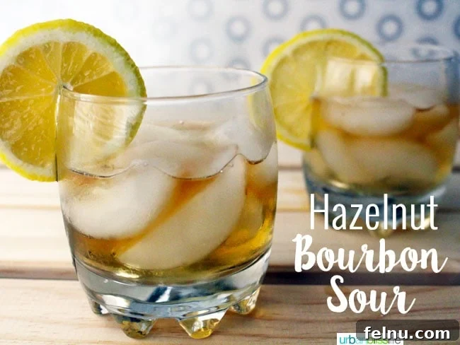 Hazelnut Bourbon Sour with lemon garnish