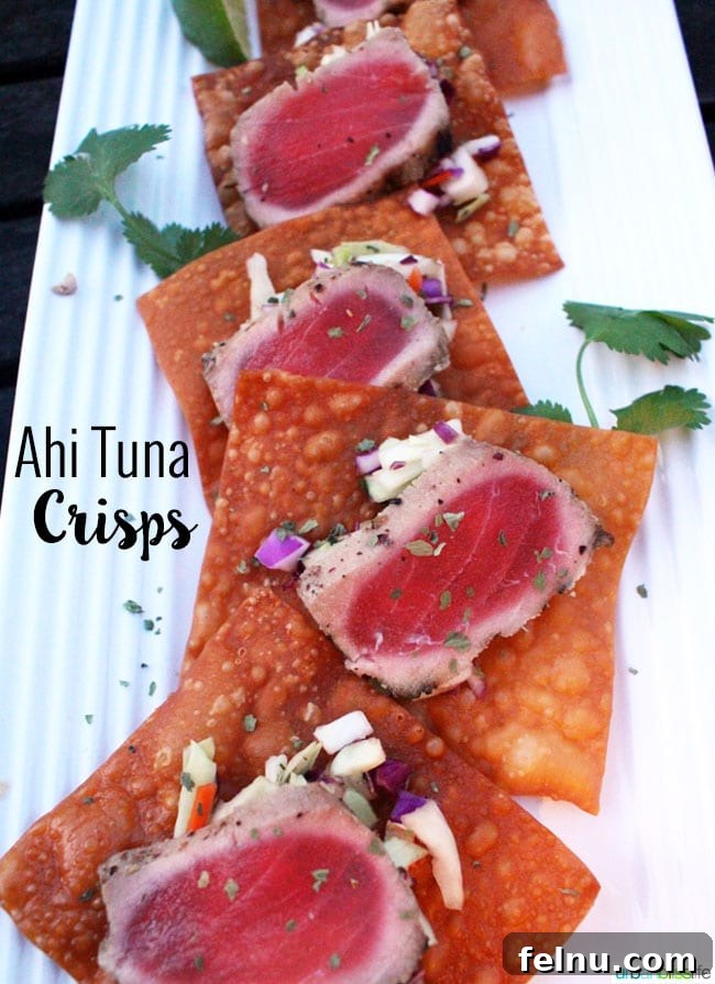 Ahi Tuna Crisps 7 Ahi Tuna Crisps on a Platter