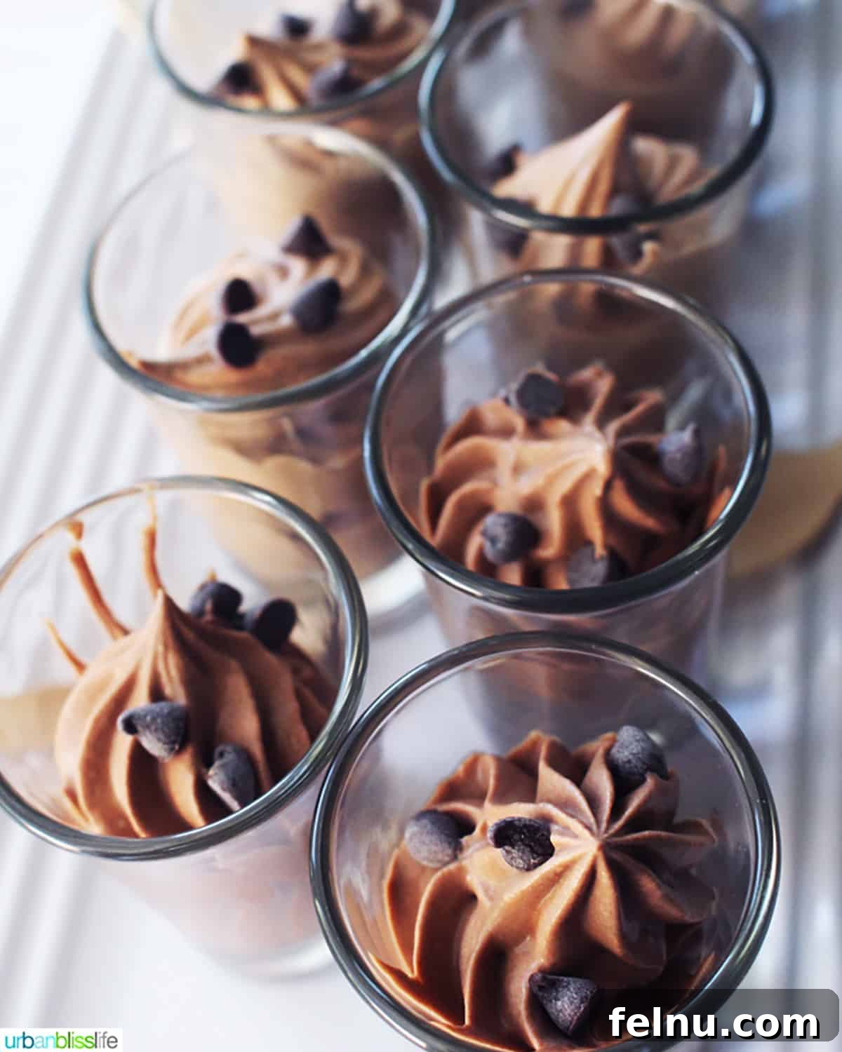 Dairy-free chocolate mousse in shot glasses