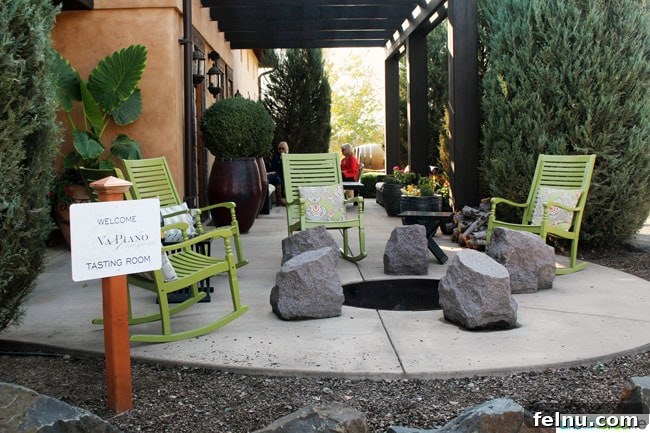 Discover Va Piano Winery Walla Wallas Premier Vineyard 2 Va Piano Winery exterior with firepit and seating, inviting Tuscan ambiance
