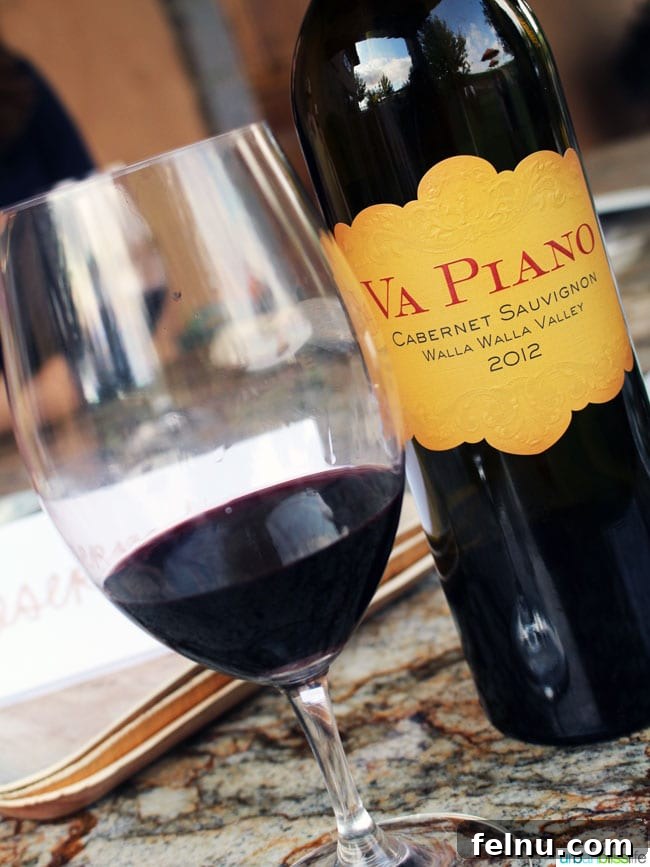 Discover Va Piano Winery Walla Wallas Premier Vineyard 7 Va Piano 2012 Walla Walla Valley Cabernet Sauvignon bottle and glass