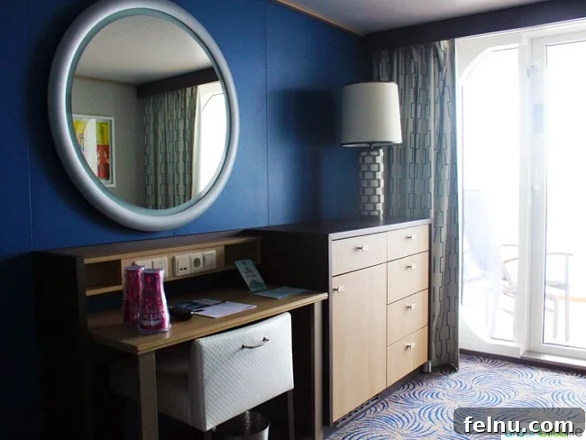 Discovering Royal Caribbean's Anthem of the Seas 13 Royal Caribbean Anthem of the Seas Review: Stateroom Desk and Seating Area