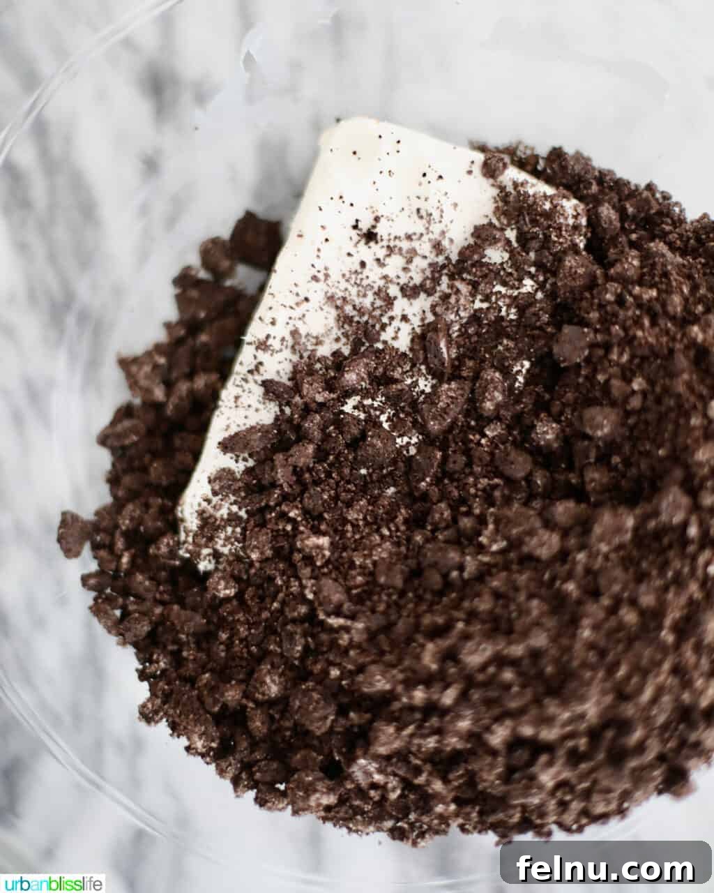 Mixing Cream Cheese and Oreo Cookies