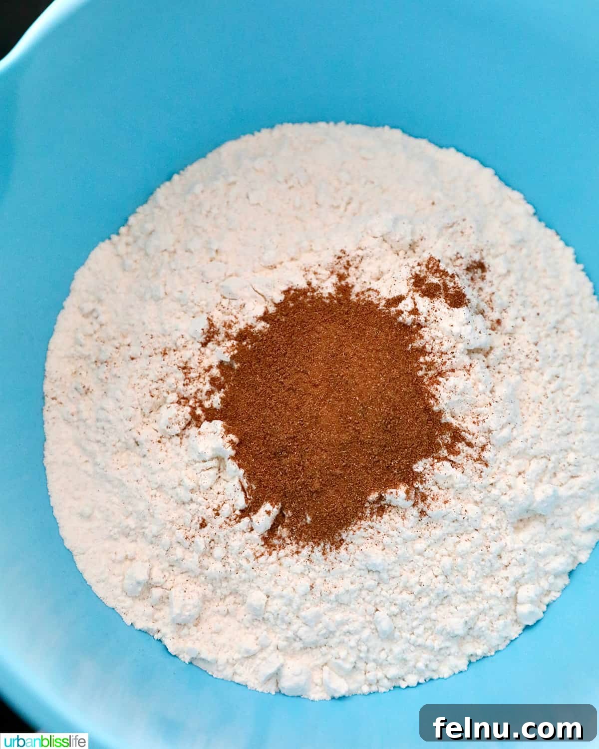 Cinnamon Swirl Delights 6 Dry ingredients in bowl
