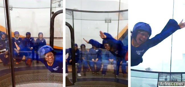 Family Fun Aboard Anthem of the Seas 5 Thrilled participant enjoying iFly skydiving on Royal Caribbean cruise