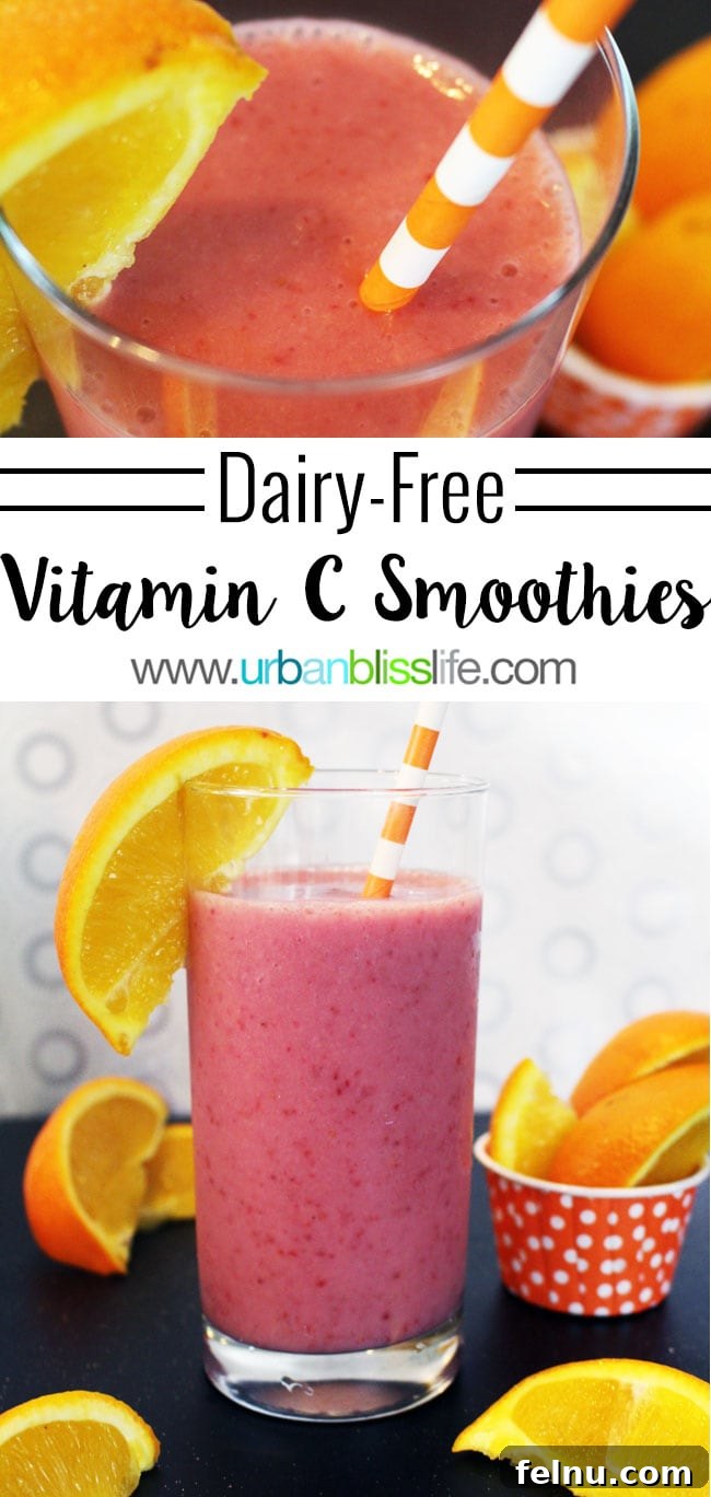 Radiant C Almond Smoothie 2 Vibrant Vitamin C Almond Milk Smoothie in a tall glass