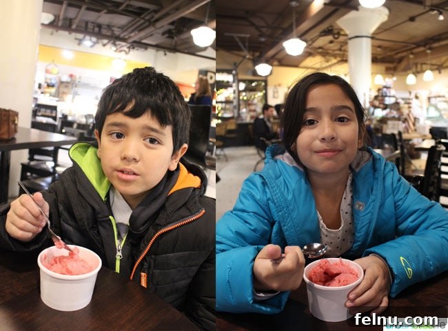 Children Enjoying Housemade Raspberry Orange Sorbet at Provisions Market Hall