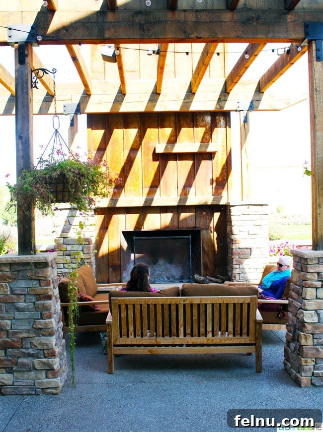Waterbrook Winery: A Taste of Walla Walla 8 An outdoor fireplace at Waterbrook Winery, providing warmth and ambiance.
