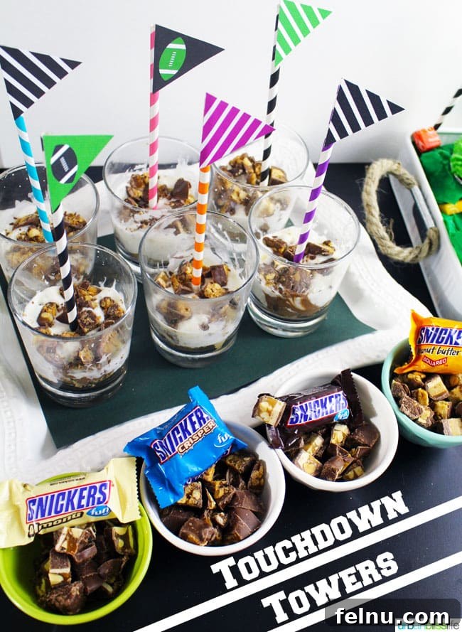 Touchdown Treats: Snickers & Starburst Game Day Delights 9 Creative Football Desserts: Snickers Touchdown Towers