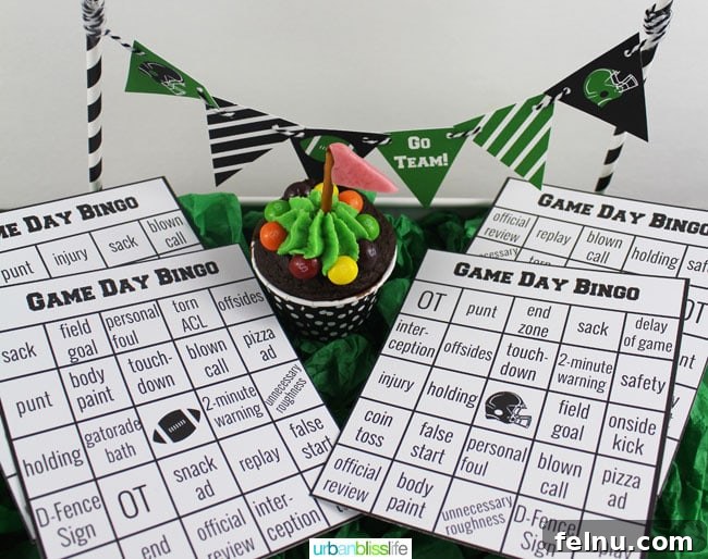 Game Day Celebration Printables 4 Football Bingo Cards