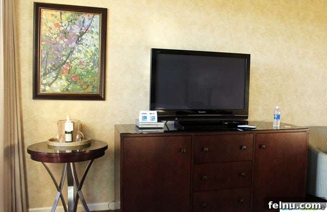 Vintners Inn Your Santa Rosa Escape 9 Flat screen television in a King Deluxe room at Vintners Inn.