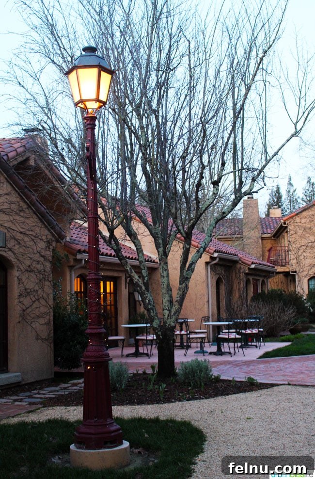 Vintners Inn Your Santa Rosa Escape 4 An ornate lamppost standing amidst the beautifully landscaped grounds of Vintners Inn.
