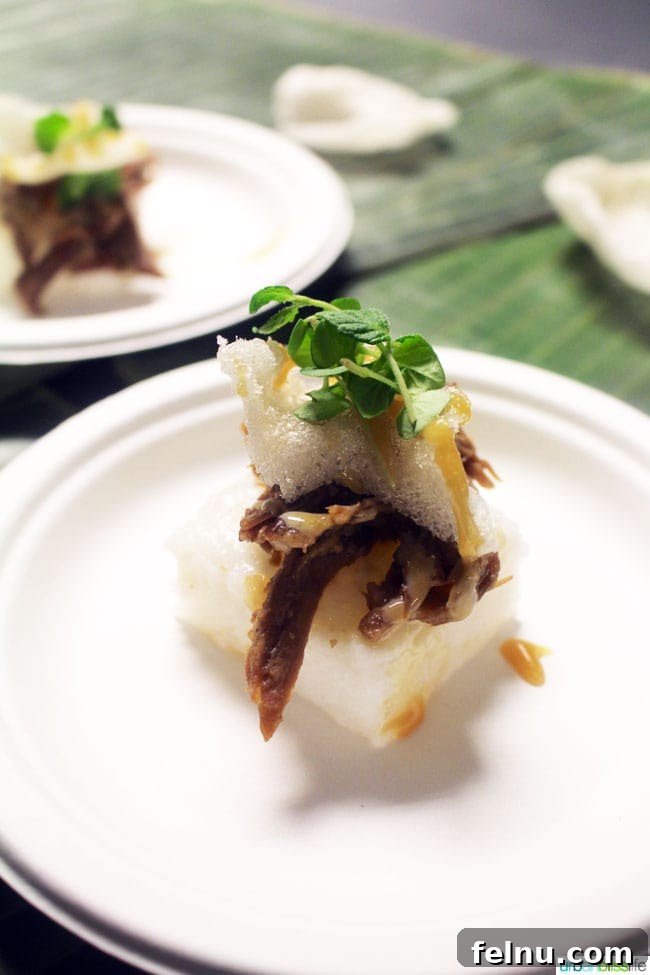 Soy & ginger braised lamb with sesame sticky rice cake