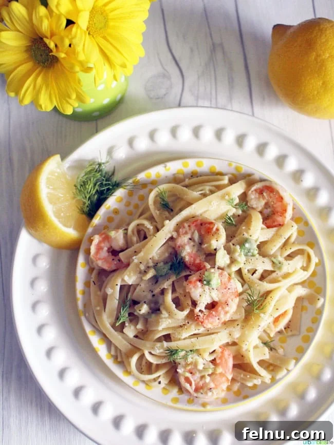 Creamy Avocado Shrimp Fettuccine 6 Shrimp Fettuccine with Creamy Avocado Sauce recipe on UrbanBlissLife.com