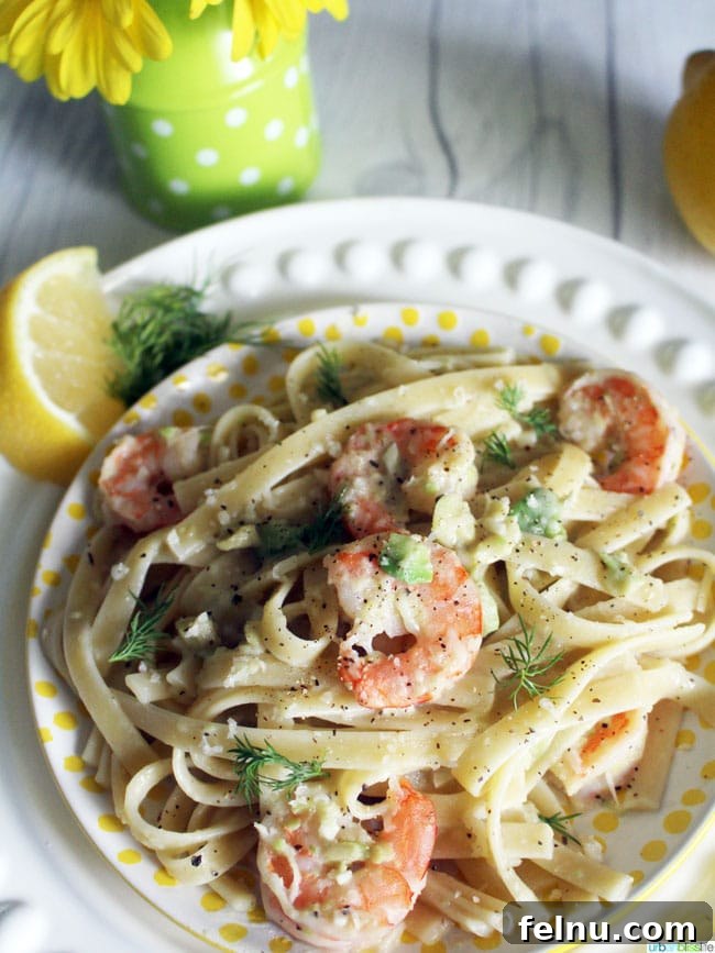 Creamy Avocado Shrimp Fettuccine 7 Another Mouthwatering Shot of Shrimp Fettuccine with Avocado Sauce