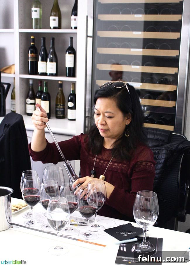 Rodney Strong Vineyards Your Sonoma Wine Escape 25 Marlynn Schotland engaged in blending wine at Rodney Strong Vineyards